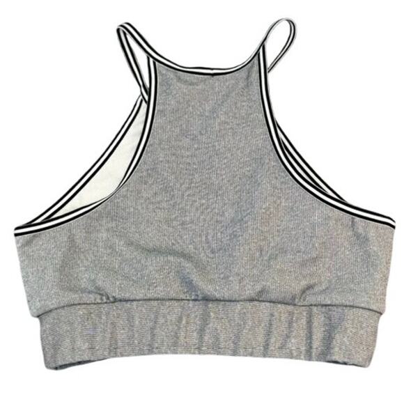 Heroine Sport Sports Bra Small Black White Stripe Racerback Lined Stretch - Picture 2 of 4